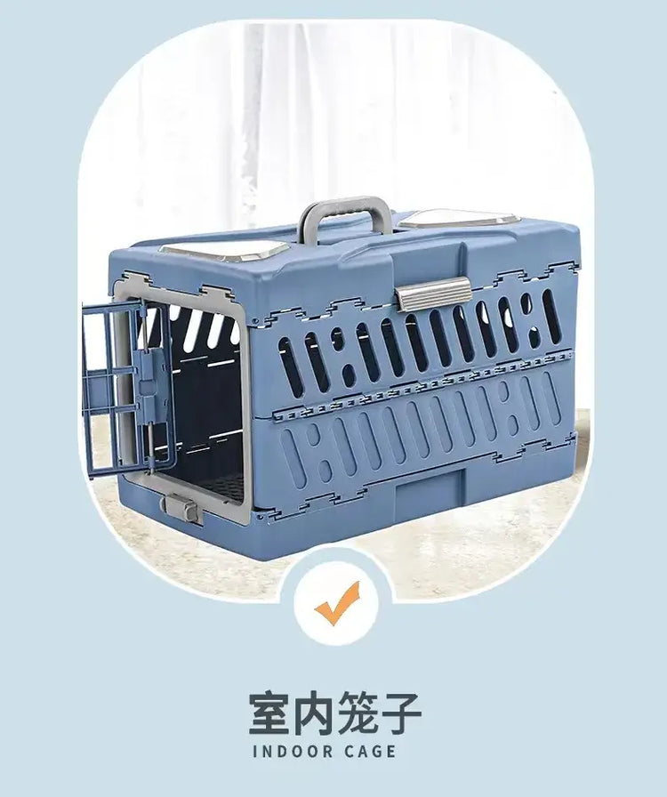 Pet Supplies Car Portable Cat Cage Portable Foldable Flight Case Breathable Kennel For Outing Pet Check-in Box