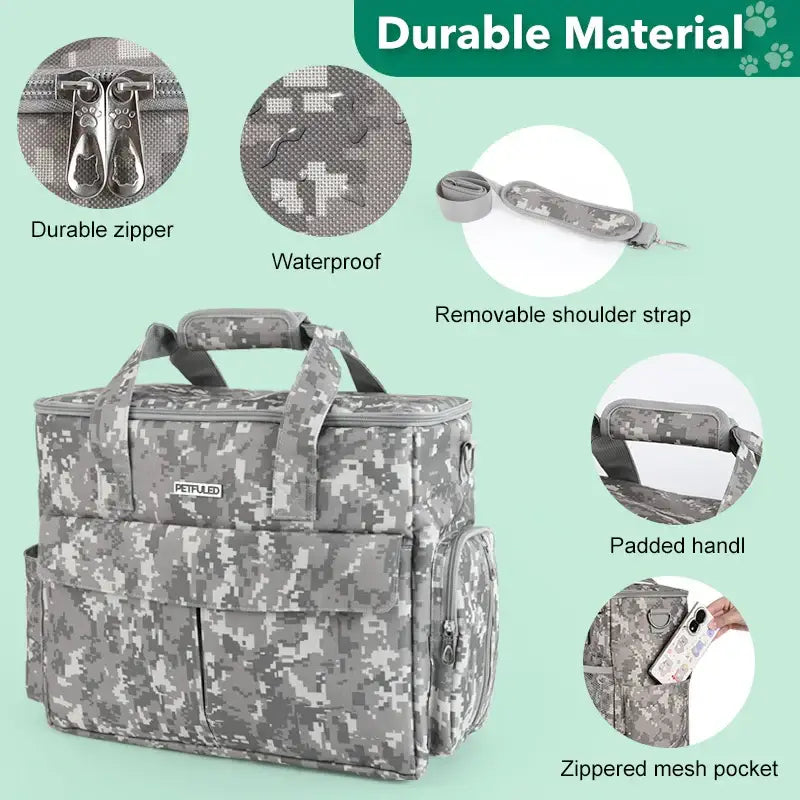 Pet Travel Bag Weekend Getaway Pet Storage Bag Includes Pad Pet Bowl Food Storage Pouch Multi-Functional Design
