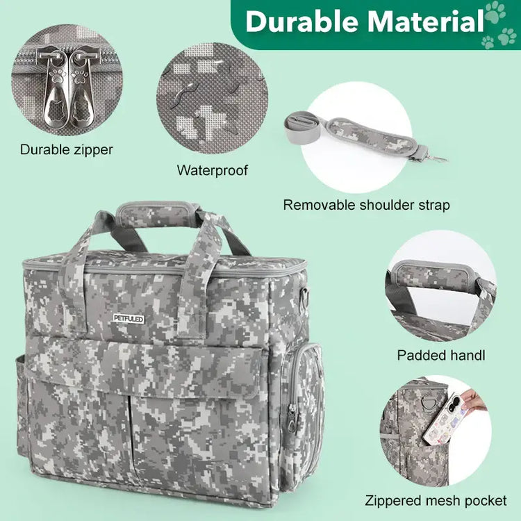 Pet Travel Bag Weekend Getaway Pet Storage Bag Includes Pad Pet Bowl Food Storage Pouch Multi-Functional Design
