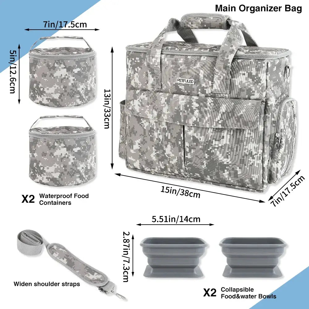 Pet Travel Bag Weekend Getaway Pet Storage Bag Includes Pad Pet Bowl Food Storage Pouch Multi-Functional Design