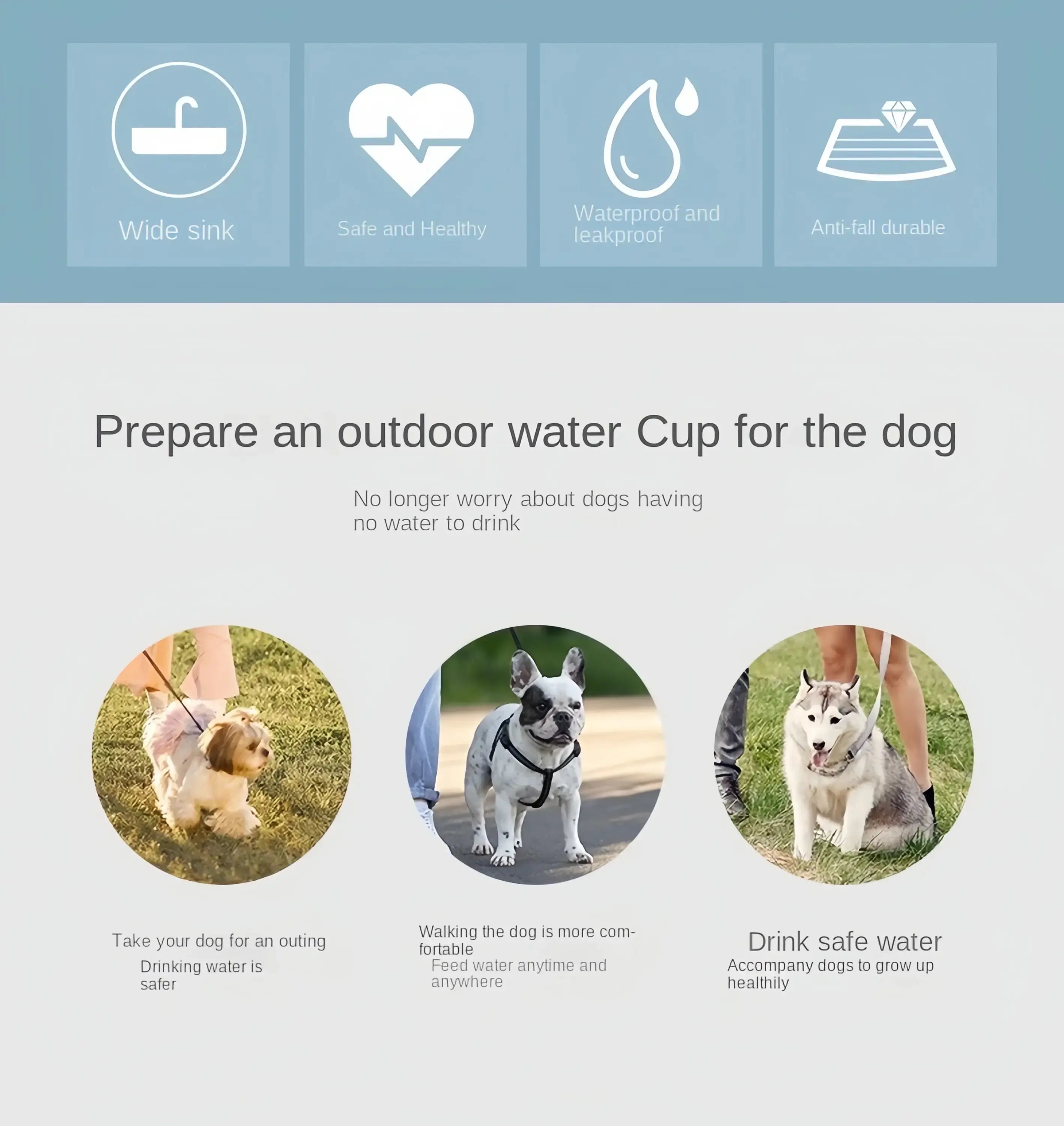 Portable Dog Cat Water Bottle with Storage Food and Water Container for Puppy Pets dogs Feeder Bowl Outdoor Travel Pet