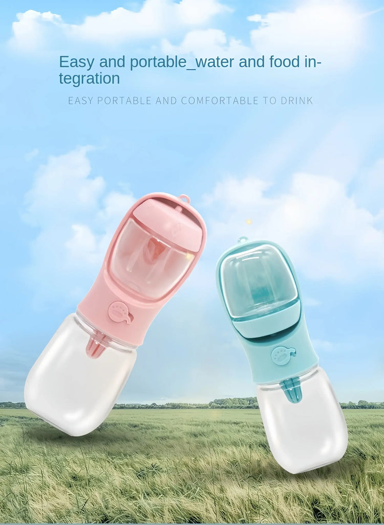 Portable Dog Cat Water Bottle with Storage Food and Water Container for Puppy Pets dogs Feeder Bowl Outdoor Travel Pet