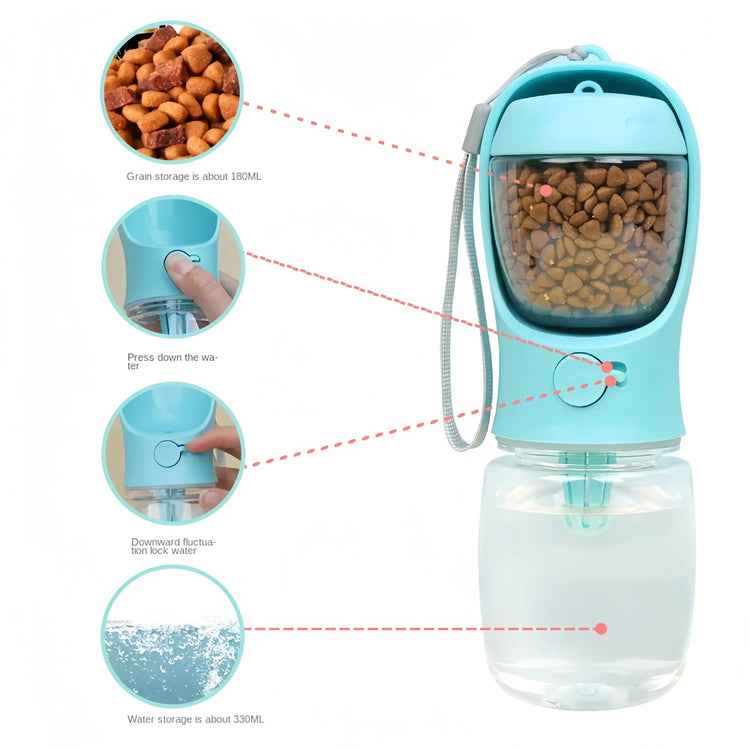 Portable Dog Cat Water Bottle with Storage Food and Water Container for Puppy Pets dogs Feeder Bowl Outdoor Travel Pet
