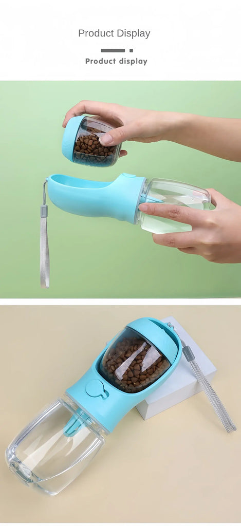 Portable Dog Cat Water Bottle with Storage Food and Water Container for Puppy Pets dogs Feeder Bowl Outdoor Travel Pet