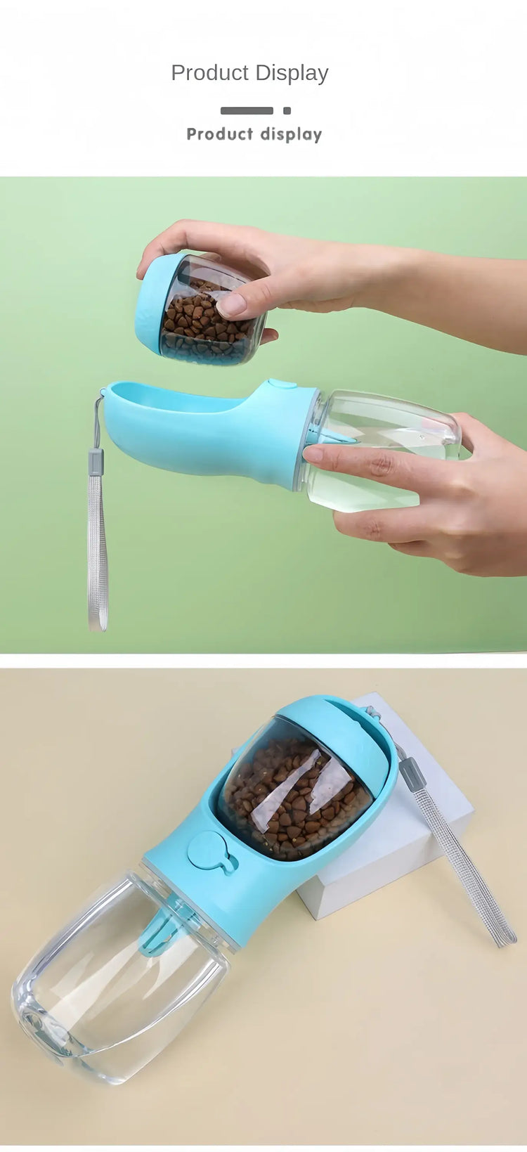 Portable Dog Cat Water Bottle with Storage Food and Water Container for Puppy Pets dogs Feeder Bowl Outdoor Travel Pet