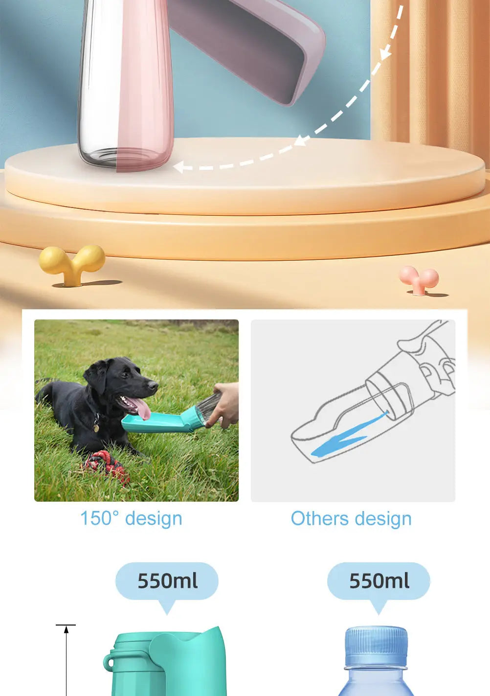 Portable Dog Water Bottle Dispenser For Small Large Dogs Foldable Puppy Outdoor Hiking Drinking Bowl French Bulldog Pet