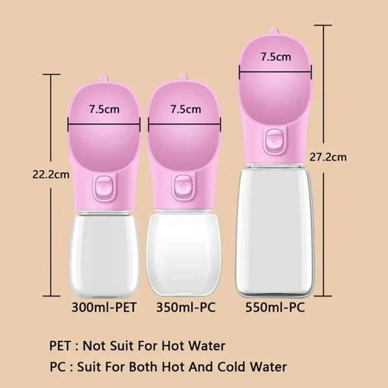 Portable Dog Water Bottle For Small Large Dogs Cat Outdoor Leakproof Walking Drinking Bowls Chihuahua French Bulldog