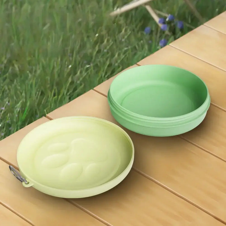 Portable Pet Bowl Set: Collapsible Outdoor Feeder with Snack Container for Dog & Cat Food on Hikes Camping and Travel
