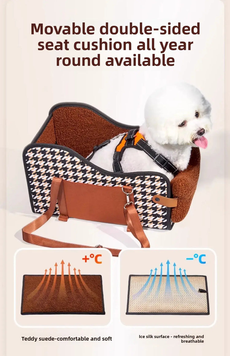 Portable Pet Car Safety Seat Cushion for Center Console Armrest Dog Cat Travel Bed for Small Pets
