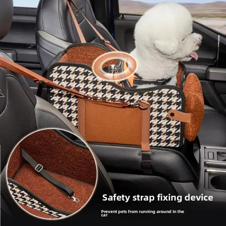 Portable Pet Car Safety Seat Cushion for Center Console Armrest Dog Cat Travel Bed for Small Pets