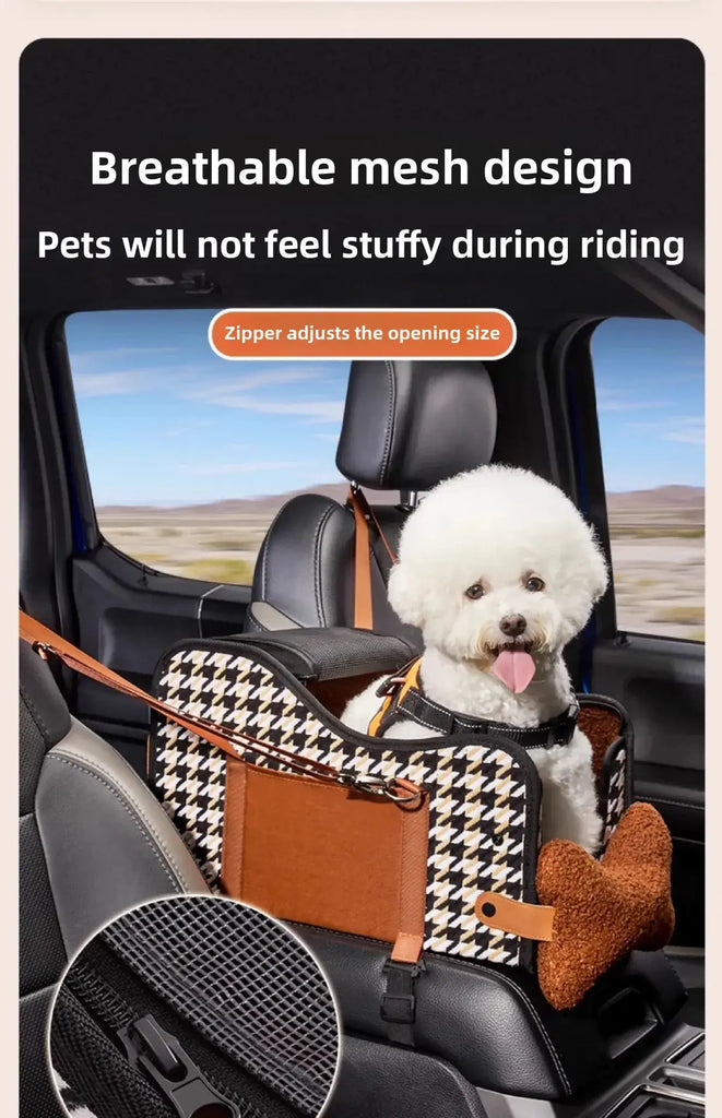 Portable Pet Car Safety Seat Cushion for Center Console Armrest Dog Cat Travel Bed for Small Pets