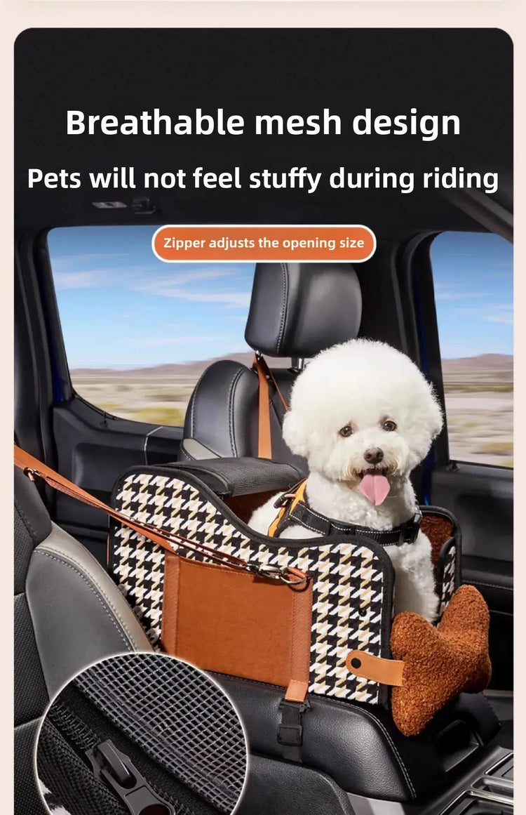 Portable Pet Car Safety Seat Cushion for Center Console Armrest Dog Cat Travel Bed for Small Pets
