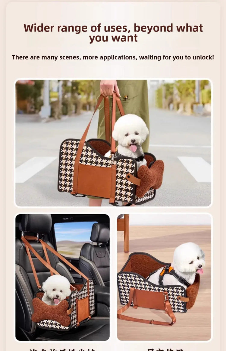 Portable Pet Car Safety Seat Cushion for Center Console Armrest Dog Cat Travel Bed for Small Pets
