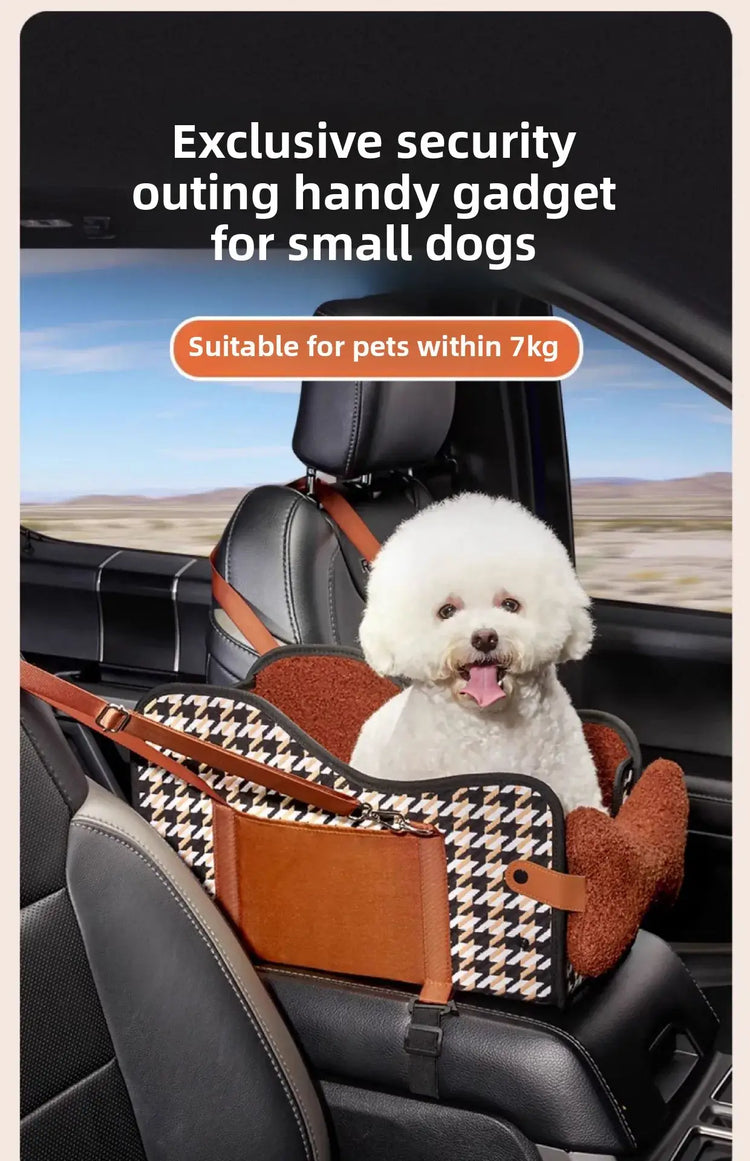 Portable Pet Car Safety Seat Cushion for Center Console Armrest Dog Cat Travel Bed for Small Pets