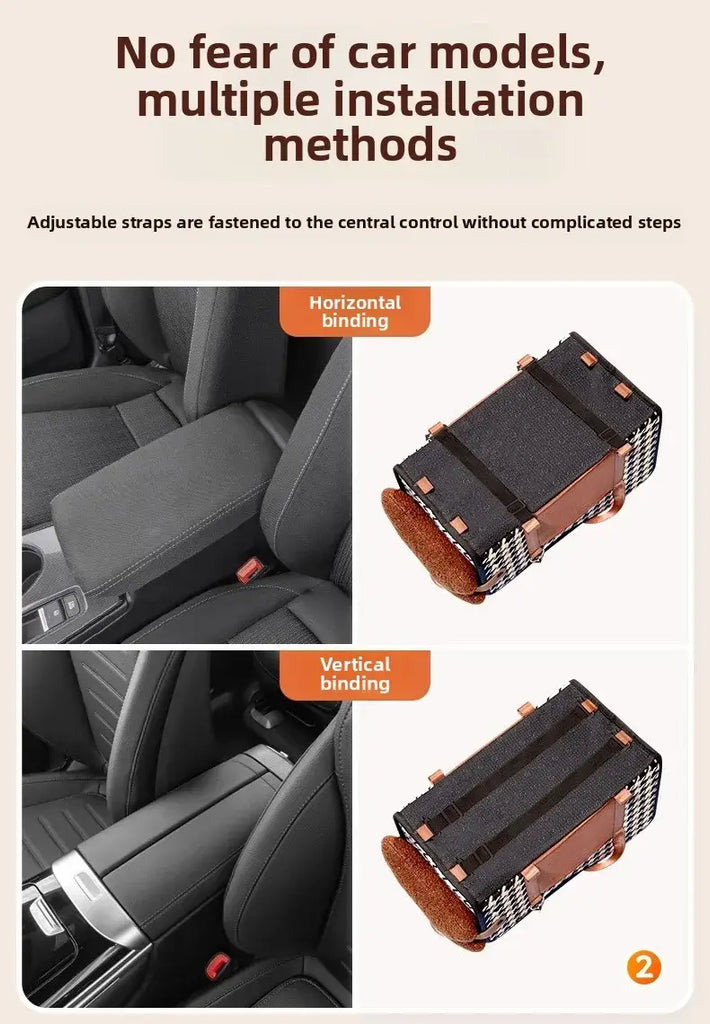 Portable Pet Car Safety Seat Cushion for Center Console Armrest Dog Cat Travel Bed for Small Pets