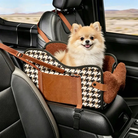 Portable Pet Car Safety Seat Cushion for Center Console Armrest Dog Cat Travel Bed for Small Pets