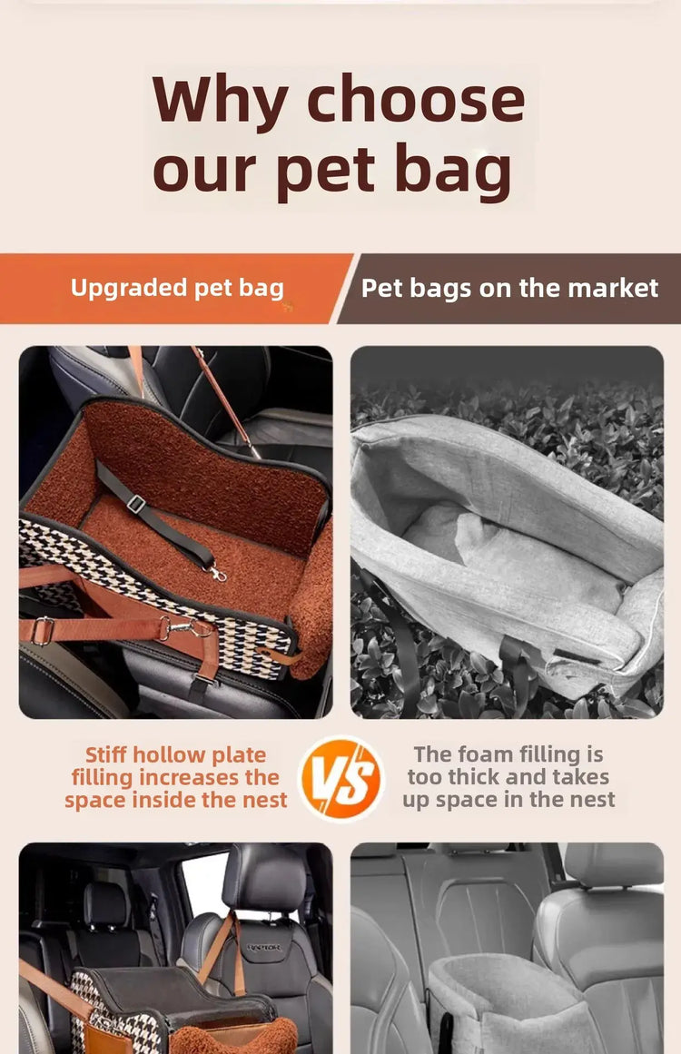 Portable Pet Car Safety Seat Cushion for Center Console Armrest Dog Cat Travel Bed for Small Pets