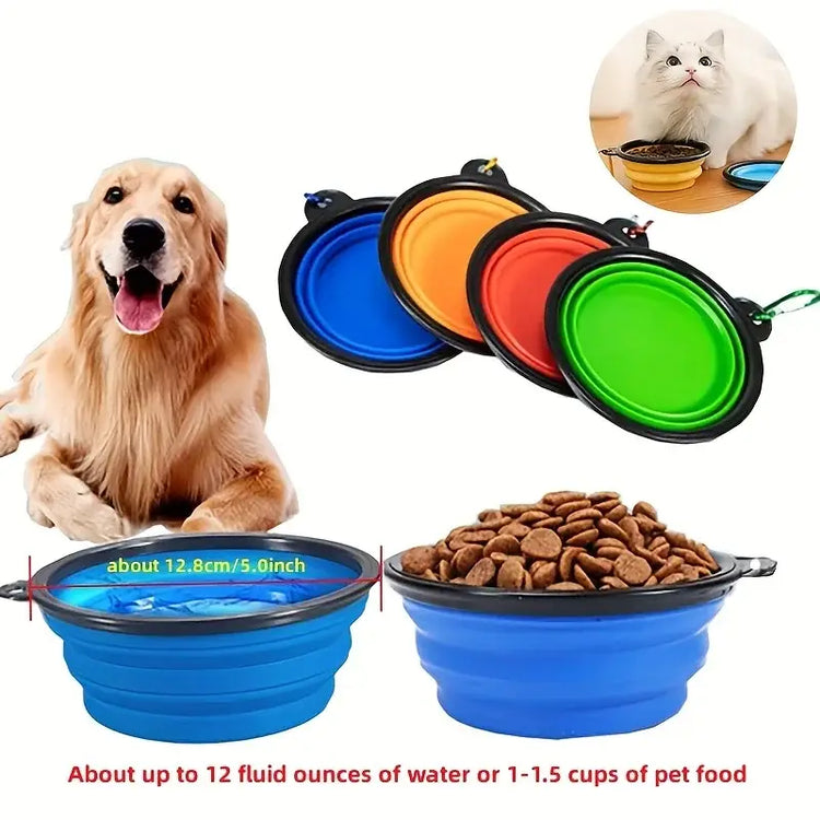 Portable Pet Food Bowl Durable TPR Bowl Cat and Dog Food Pet Silicone Collapsible Bowl Portable Travel Outdoor Water