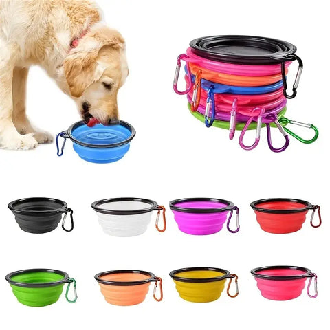 Portable Pet Food Bowl Durable TPR Bowl Cat and Dog Food Pet Silicone Collapsible Bowl Portable Travel Outdoor Water