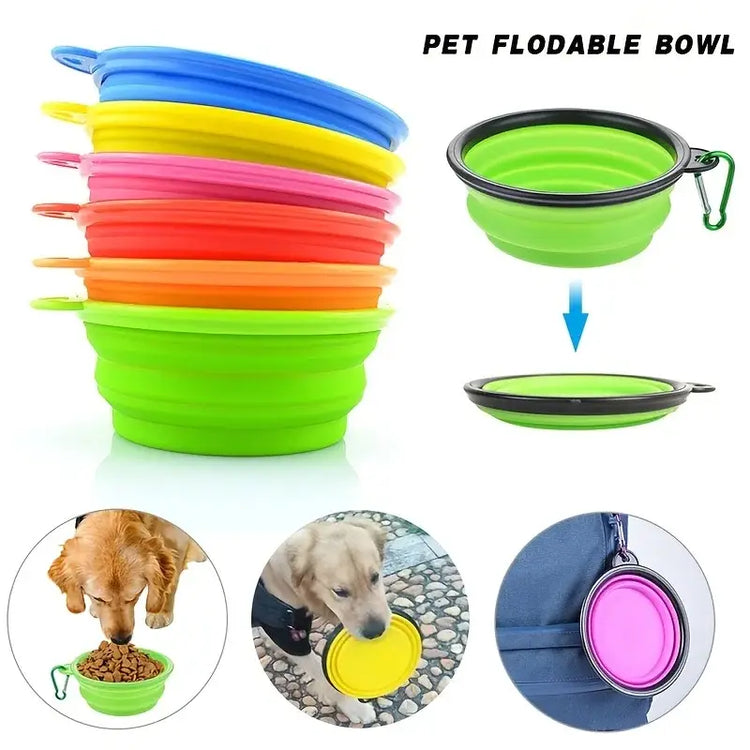 Portable Pet Food Bowl Durable TPR Bowl Cat and Dog Food Pet Silicone Collapsible Bowl Portable Travel Outdoor Water