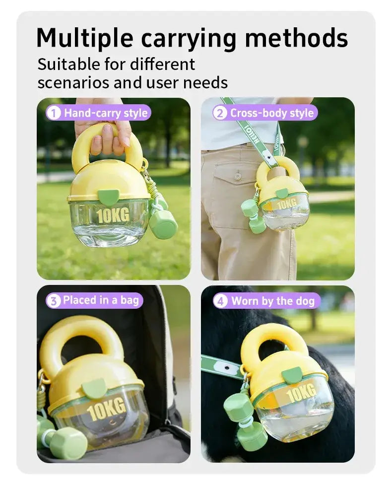 Portable water bottle for dogs portable travel cup walking pet drinking fountain pet supplies Dumbbell-shaped treat