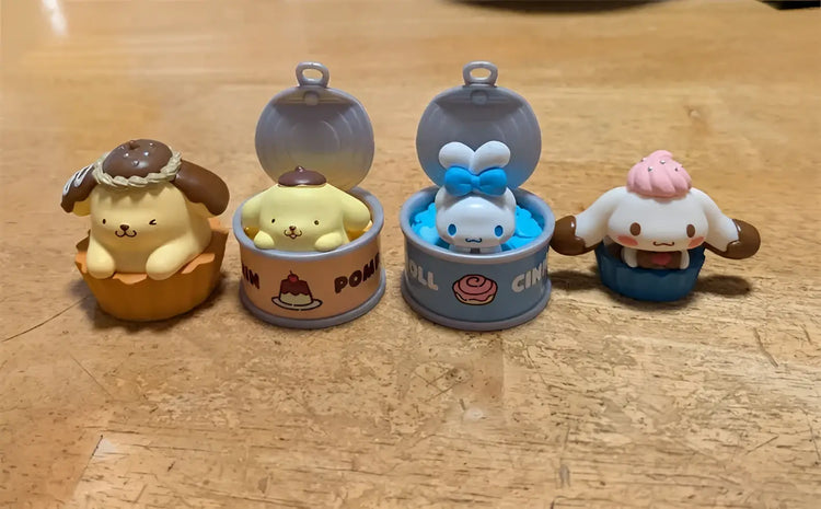 New Product In Stock Kt Cat Canned Food Blind Box Design Cute Pudding Dog Cinnamoroll Desktop Ornament Holiday Gift For
