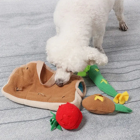 Puzzle Feeding Toy & Anxiety Relief Basket - Slow Feeder Mental Stimulation Interactive Snuffle Mat for Dogs with Treat