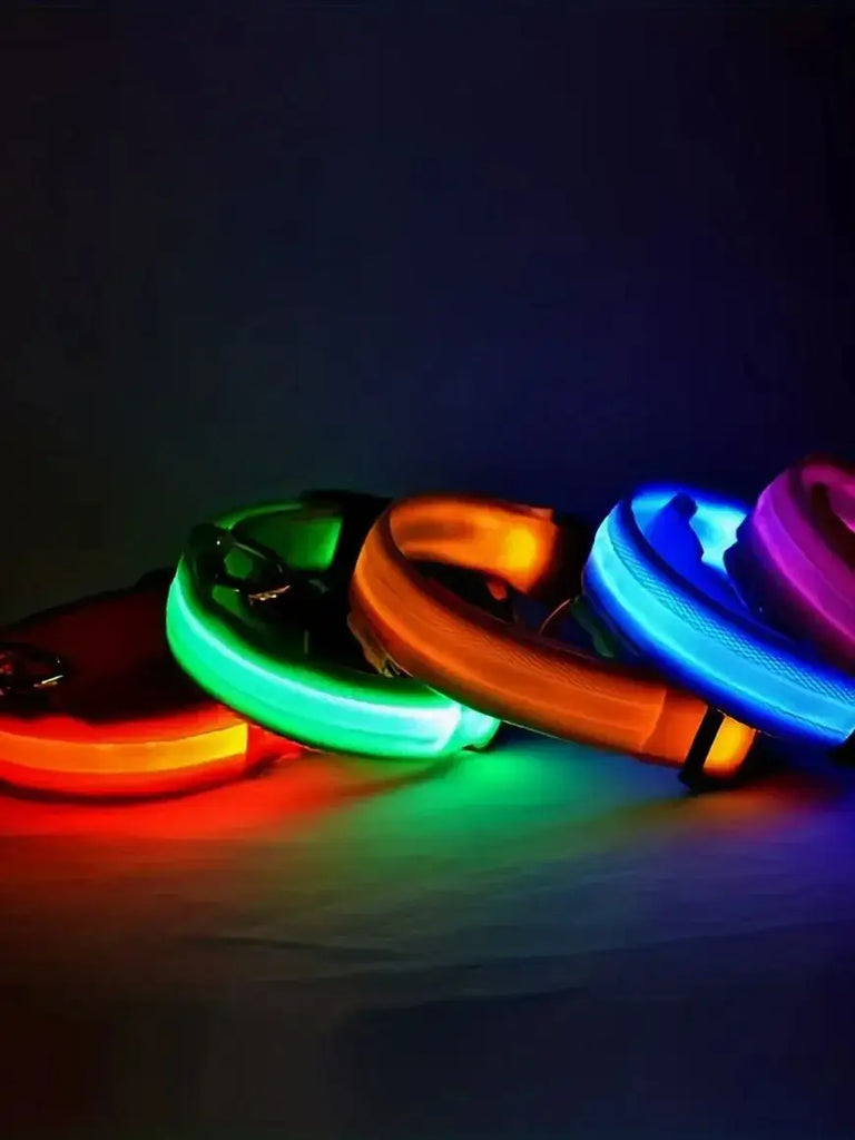 Reflective LED Dog Collar for Night Safety - Durable Geometric Patterned Battery-Powered Ideal for Small/Medium Breeds
