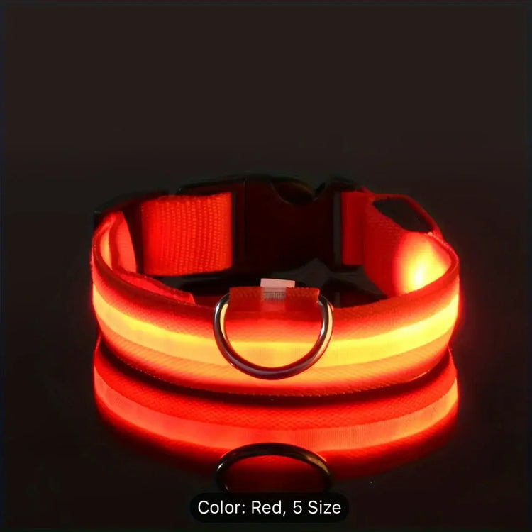 Reflective LED Dog Collar for Night Safety - Durable Geometric Patterned Battery-Powered Ideal for Small/Medium Breeds
