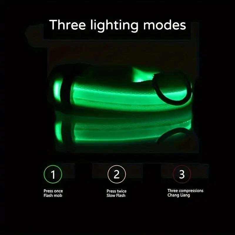 Reflective LED Dog Collar for Night Safety - Durable Geometric Patterned Battery-Powered Ideal for Small/Medium Breeds