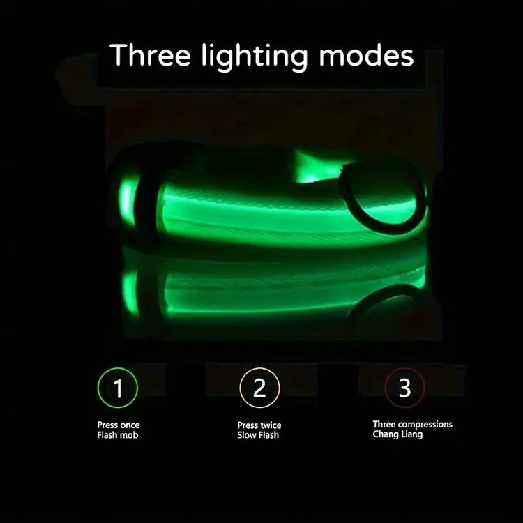 Reflective LED Dog Collar for Night Safety - Durable Geometric Patterned Battery-Powered Ideal for Small/Medium Breeds