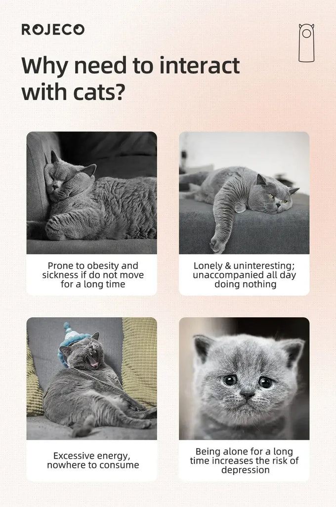 ROJECO Automatic Cat Toys Interactive Smart Teasing Pet LED Laser Indoor Cat Toy Accessories Handheld Electronic Cat