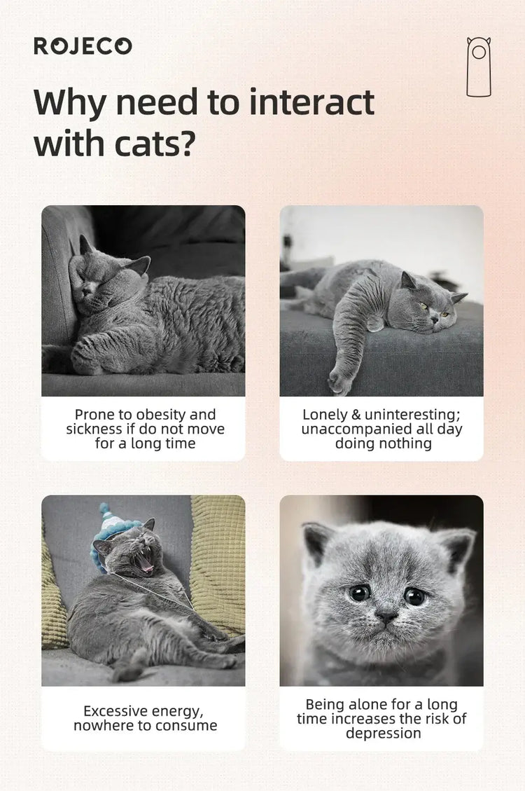 ROJECO Automatic Cat Toys Interactive Smart Teasing Pet LED Laser Indoor Cat Toy Accessories Handheld Electronic Cat