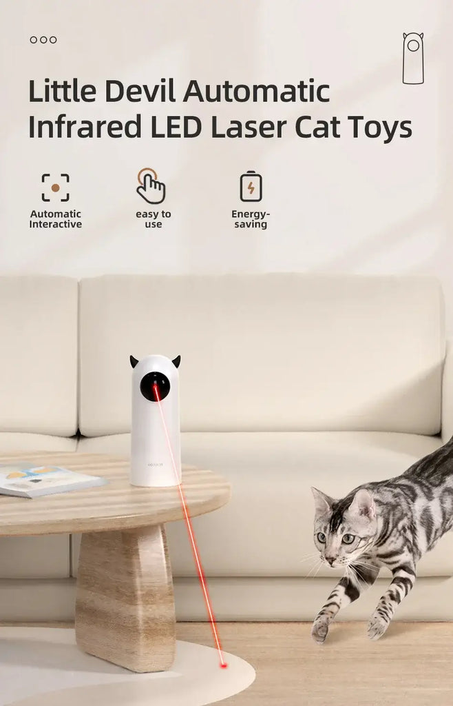 ROJECO Automatic Cat Toys Interactive Smart Teasing Pet LED Laser Indoor Cat Toy Accessories Handheld Electronic Cat