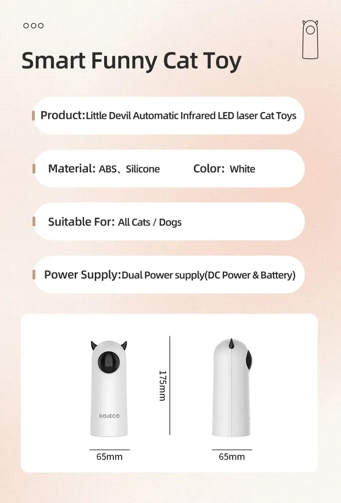 ROJECO Automatic Cat Toys Interactive Smart Teasing Pet LED Laser Indoor Cat Toy Accessories Handheld Electronic Cat