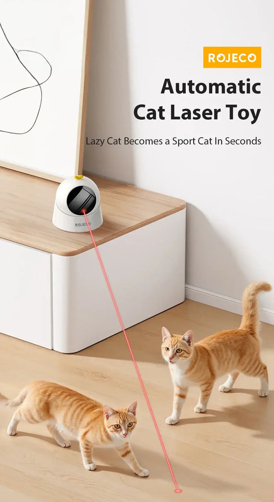 ROJECO Automatic Pet Toy Interactive Adjustable Electric Cat Laser Toy Indoor Smart Teasing Laser Cat Toy For Kitty Dog