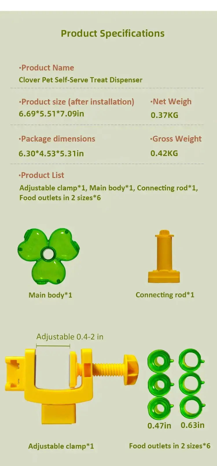 Rotatable Pet Treat Dispenser Toy Interactive Slow Feeder for Cats Dogs Clip-on Mental Stimulation Puzzle Toy for