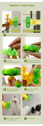 Rotatable Pet Treat Dispenser Toy Interactive Slow Feeder for Cats Dogs Clip-on Mental Stimulation Puzzle Toy for