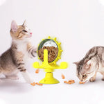 Rotating Windmill Style Cat Food Funnel Snack Distribution Toy Puzzle Cat Toy Interactive Training ABS Material Sturdy
