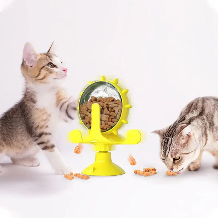 Rotating Windmill Style Cat Food Funnel Snack Distribution Toy Puzzle Cat Toy Interactive Training ABS Material Sturdy