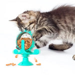 Rotating Windmill Style Cat Food Funnel Snack Distribution Toy Puzzle Cat Toy Interactive Training ABS Material Sturdy