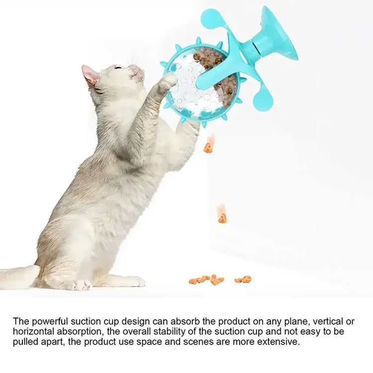 Rotating Windmill Style Cat Food Funnel Snack Distribution Toy Puzzle Cat Toy Interactive Training ABS Material Sturdy