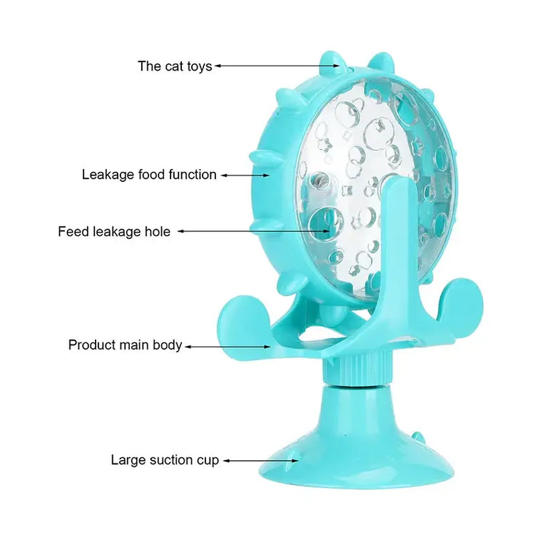 Rotating Windmill Style Cat Food Funnel Snack Distribution Toy Puzzle Cat Toy Interactive Training ABS Material Sturdy