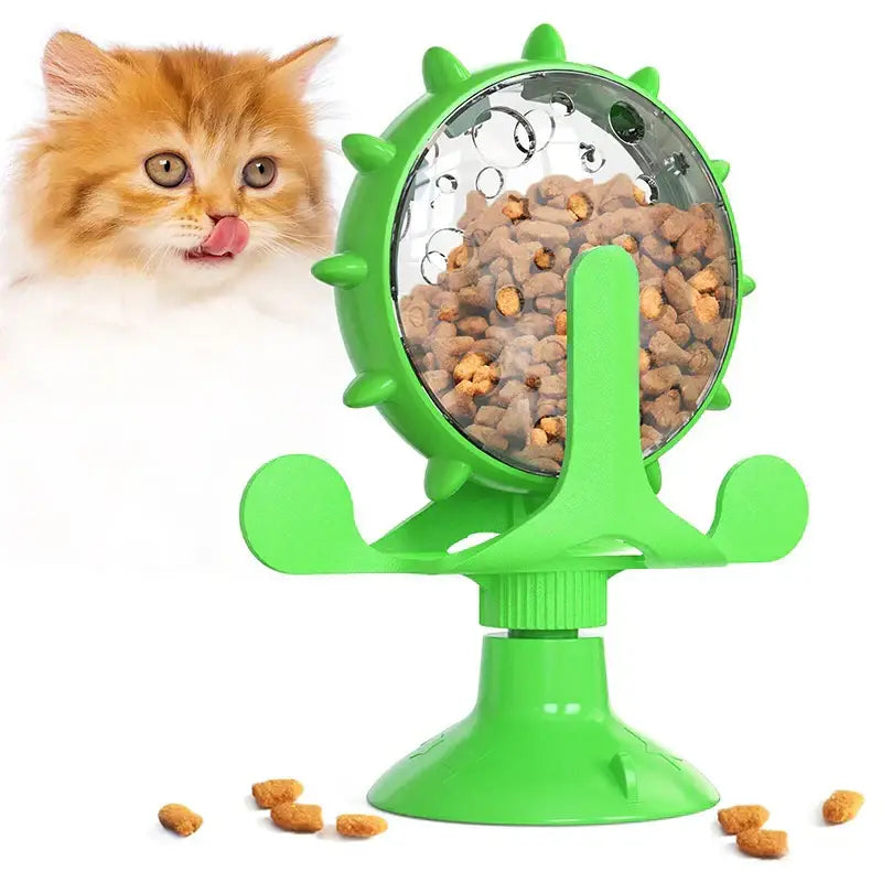 Rotating Windmill Style Cat Food Funnel Snack Distribution Toy Puzzle Cat Toy Interactive Training ABS Material Sturdy