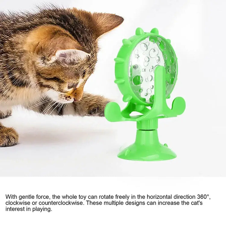 Rotating Windmill Style Cat Food Funnel Snack Distribution Toy Puzzle Cat Toy Interactive Training ABS Material Sturdy