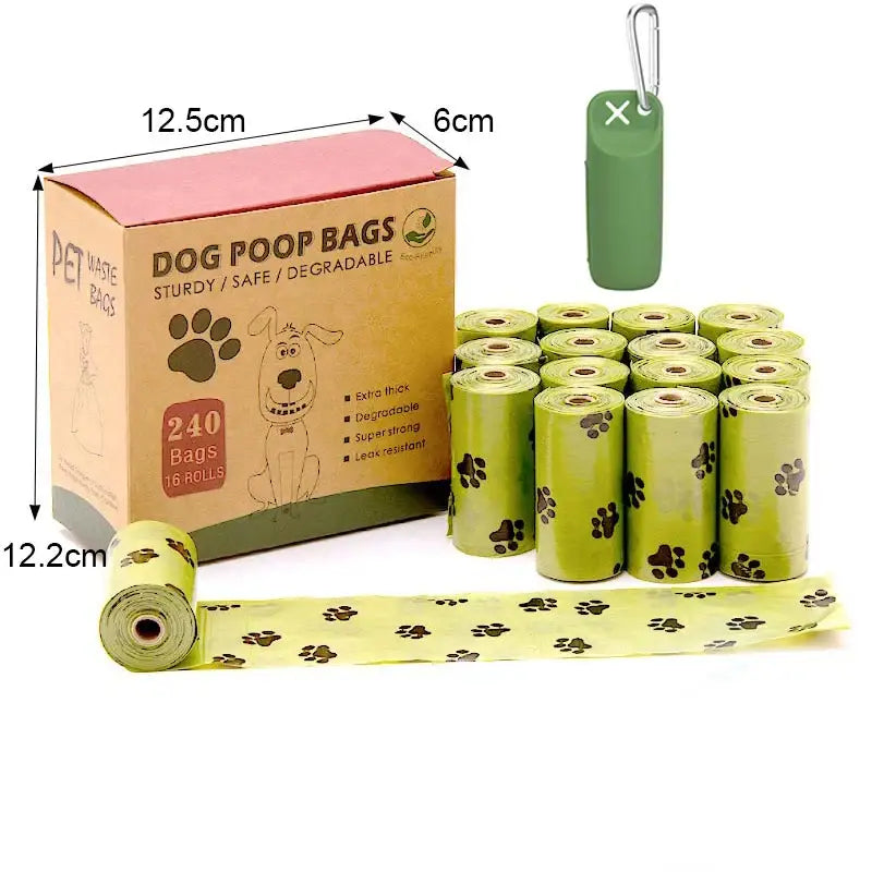 Sac à déjections canines portable - 16 rolls Green
