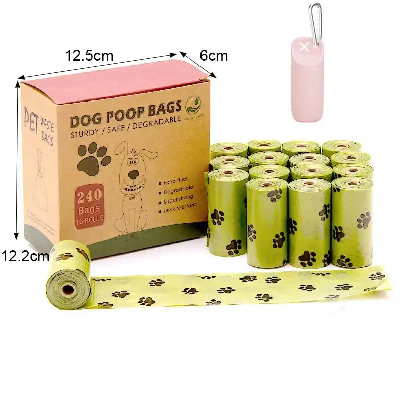 Sac à déjections canines portable - 16 rolls Pink
