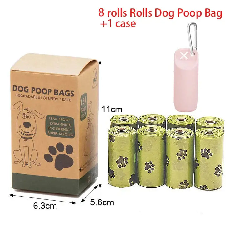 Sac à déjections canines portable - 8 rolls pink