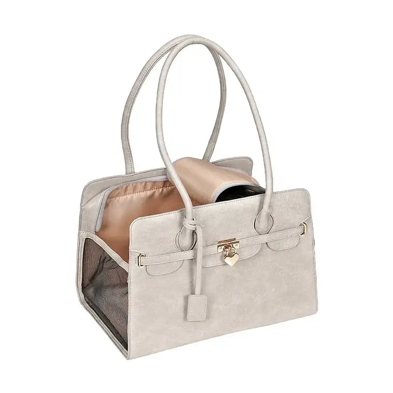 Sac de transport en cuir pour animaux de compagnie - B12-grey