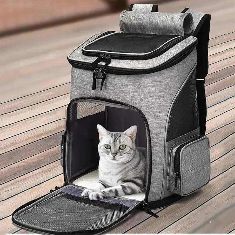 Sac de transport respirant pour chat - grey